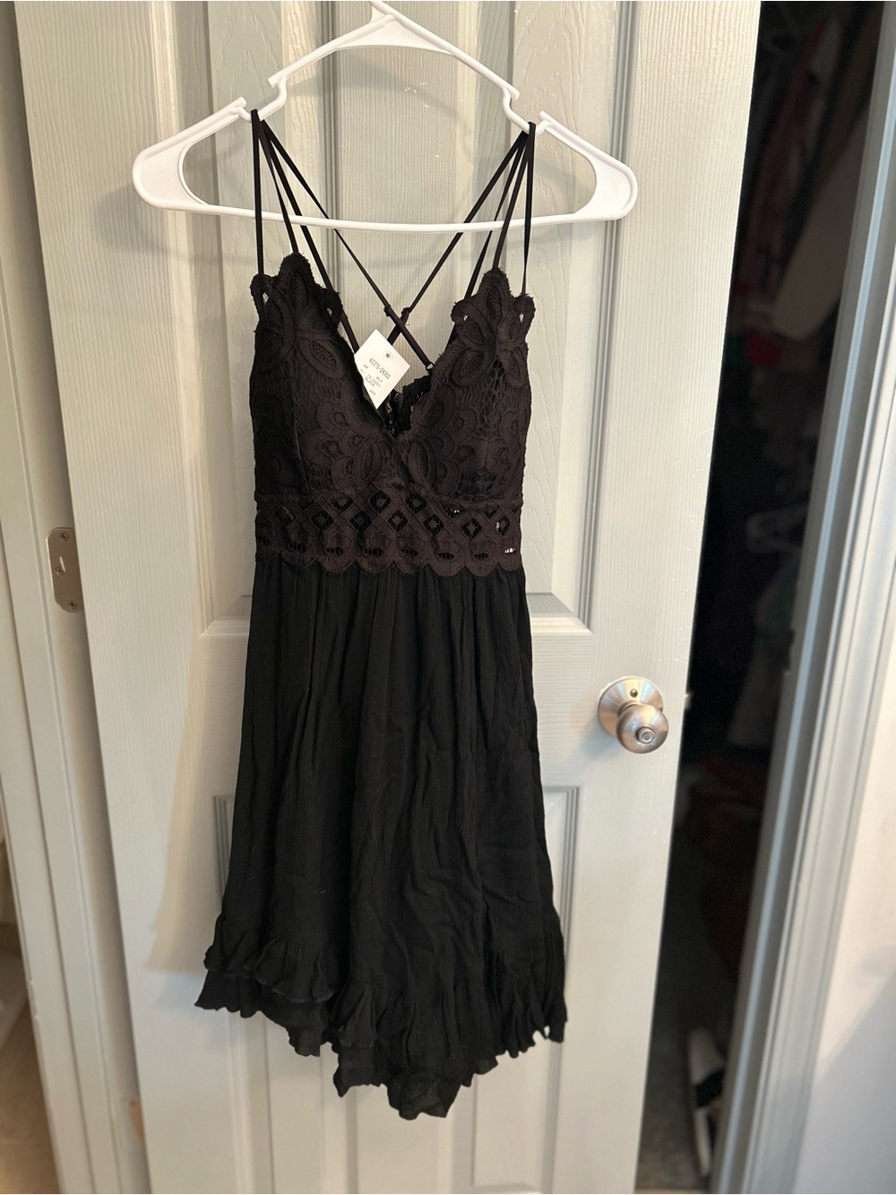Black Lace Bodice Spaghetti Strap Dress